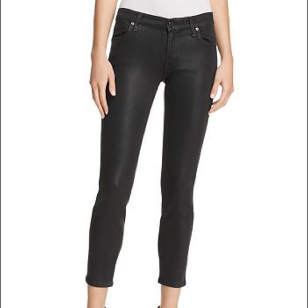 7 For All Mankind Black Coated Ankle Skinny Jeans - 25